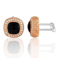 Thumbnail for 14K Solid Rose Gold Mens Diamond Cufflinks With Black Onyx 9.00 Ctw