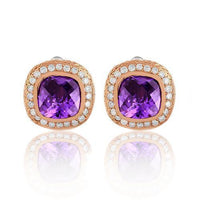 Thumbnail for 14K Solid Rose Gold Mens Diamond Cufflinks With  Purple Amethyst  9.00 Ctw