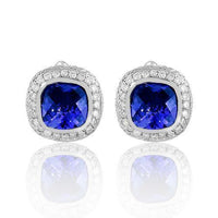 Thumbnail for 14K Solid White Gold Mens Diamond Cufflinks With Blue Sapphire 9.00 Ctw