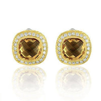 Thumbnail for 14K Solid Yellow Gold Mens Diamond Cufflinks With Champagne Citrine 9.00 Ctw