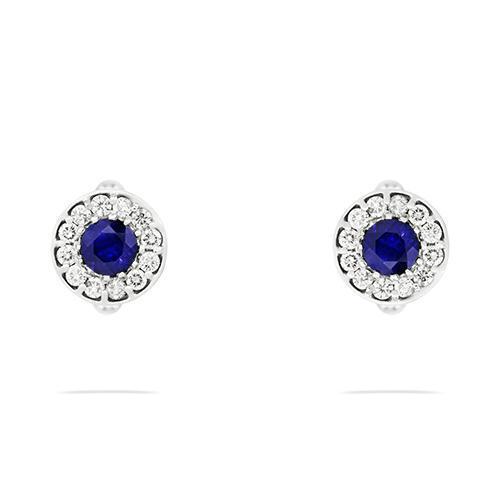 Mens Diamond and Sapphire Cufflinks in 14k White Gold 6.39 Ctw