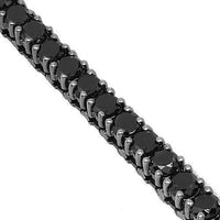 Thumbnail for 10K Solid Gold Black Rhodium Mens Diamond Tennis Bracelet with Black Diamonds 27.00 Ctw