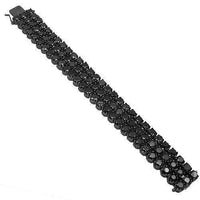 Thumbnail for 10K Solid Gold Black Rhodium Plated Mens Black Diamond Bracelet 75.00 Ctw