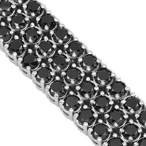 10K Solid White Gold Mens Black Diamond Bracelet 47.50 Ctw