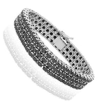 Thumbnail for 10K Solid White Gold Mens Black Diamond Bracelet 47.50 Ctw