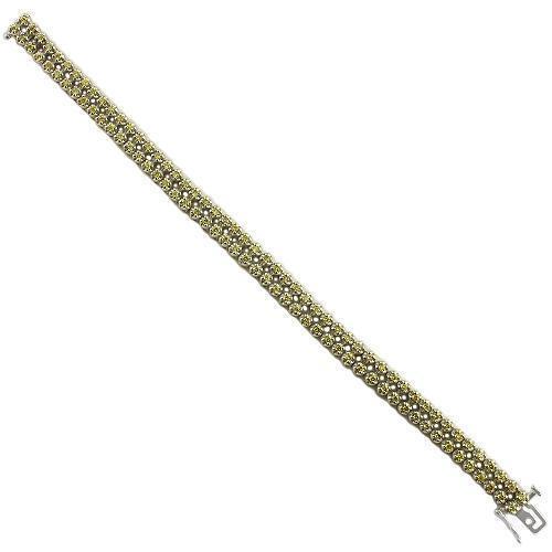10K Solid White Gold Two-Row Yellow Diamond Bracelet 3.06 Ctw