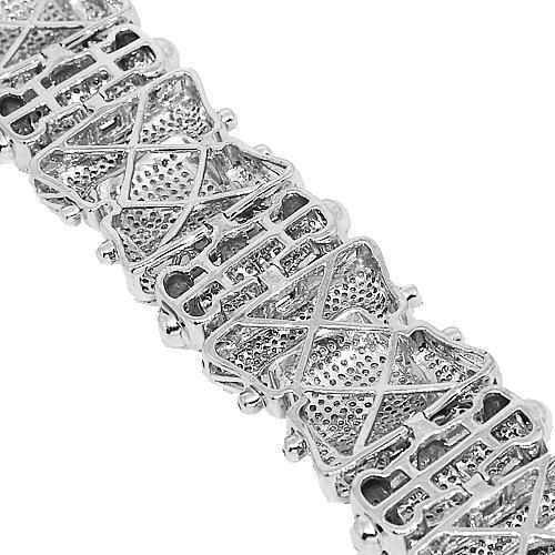 10K White Solid Gold Mens Diamond Bracelet 12.00 Ctw