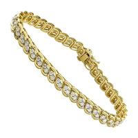 Thumbnail for 10k Yellow Gold Two Row Diamond Bracelet 3 Ctw