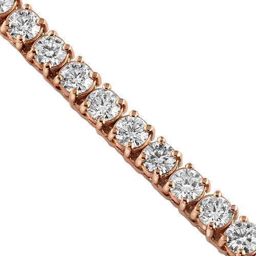 14K Rose Solid Gold Mens Diamond Tennis Bracelet 13.50 Ctw