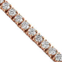 Thumbnail for 14K Rose Solid Gold Mens Diamond Tennis Bracelet 13.50 Ctw
