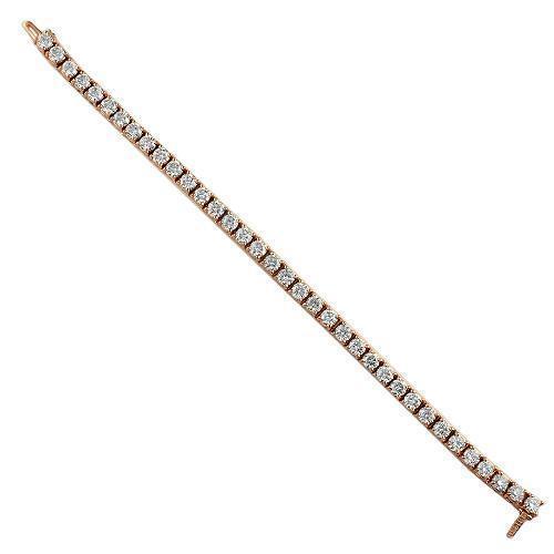 14K Rose Solid Gold Mens Diamond Tennis Bracelet 13.50 Ctw