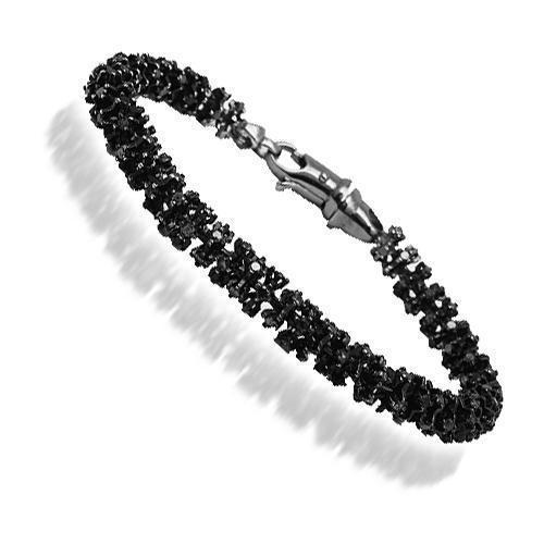 14K Solid Gold Black Rhodium Mens Diamond Bracelet with Black Diamonds 10.50 Ctw