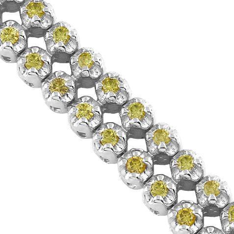 14K Solid Gold Unisex Tennis Bracelet With Yellow Diamonds 3.50 Ctw