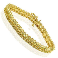 Thumbnail for 14K Solid Gold Unisex Tennis Bracelet With Yellow Diamonds 3.50 Ctw