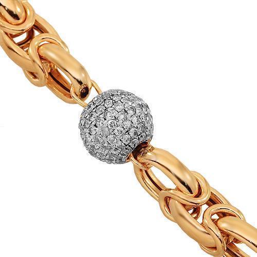 14K Solid Rose Gold Mens Diamond Ball Bead Bracelet With Blue Diamonds 8.75 Ctw