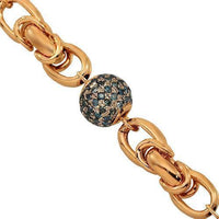 Thumbnail for 14K Solid Rose Gold Mens Diamond Ball Bead Bracelet With Blue Diamonds 8.75 Ctw