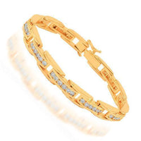 Thumbnail for 14K Solid Rose Gold Mens Diamond Bracelet 6.00 Ctw