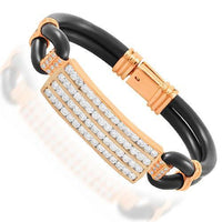 Thumbnail for 14K Solid Rose Gold Mens Diamond Bracelet 6.50 Ctw