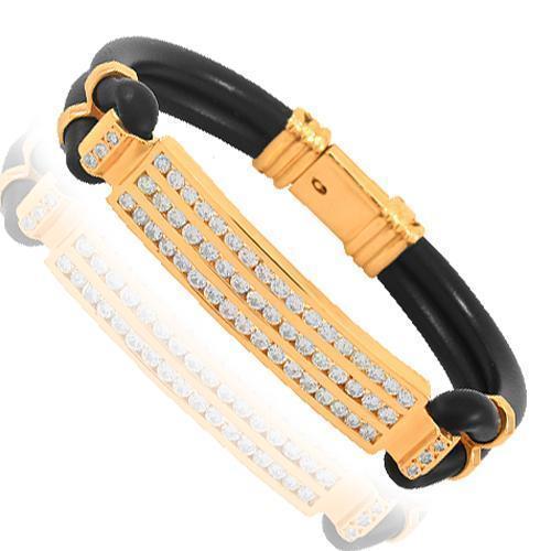 14K Solid Rose Gold Mens Diamond ID Bracelet 3.00 Ctw