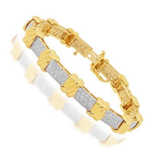14K Solid Two Tone Gold Womens Diamond Bracelet 2.66 Ctw