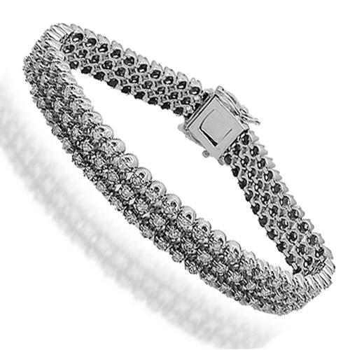 14K Solid White Gold Mens Diamond Bracelet 5.50 Ctw