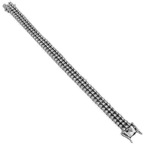 14K Solid White Gold Mens Diamond Bracelet 5.50 Ctw