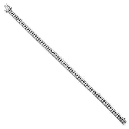 14K Solid White Gold Tow-Row Diamond Bracelet 4.75 Ctw