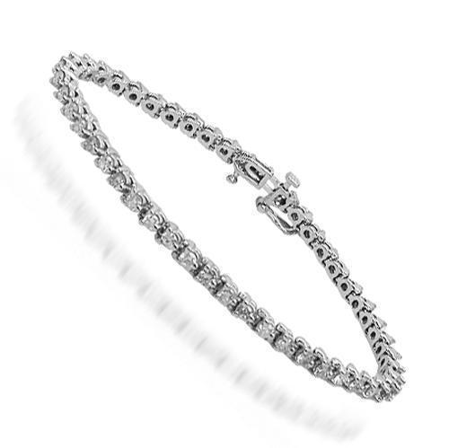 14K Solid White Gold Womens Diamond Tennis Bracelet 2.3 Ctw