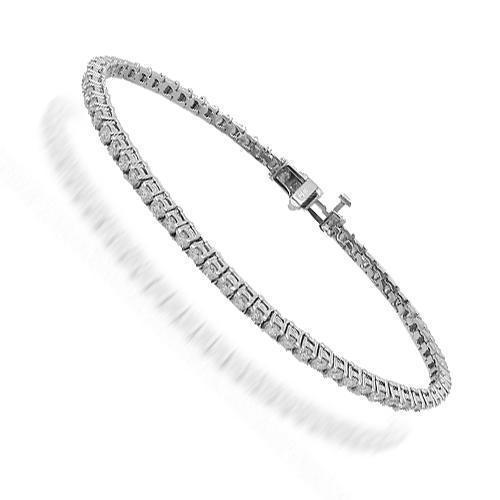 14K Solid White Gold Womens Diamond Tennis Bracelet 3.51 Ctw