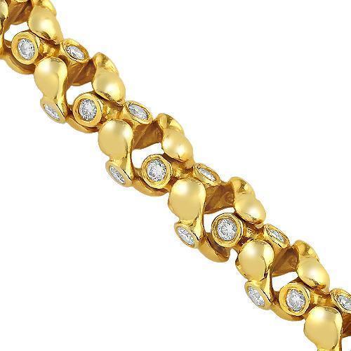14K Solid Yellow Gold Mens Customized Diamond Bracelet 6.80 Ctw