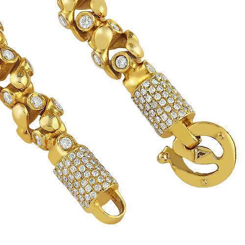 14K Solid Yellow Gold Mens Customized Diamond Bracelet 6.80 Ctw