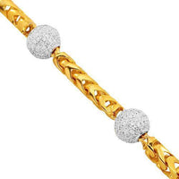 Thumbnail for 14K Solid Yellow Gold Mens Diamond Ball Bead Bracelet 7.00 Ctw