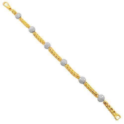 14K Solid Yellow Gold Mens Diamond Ball Bead Bracelet 7.00 Ctw