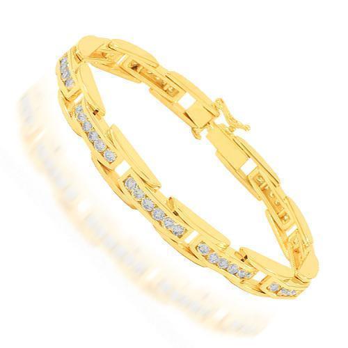 Yellow Gold Letter Single Micro Pave Diamond Bracelet (Diamond Initial Fashion Bracelet N (14K) (6+1))