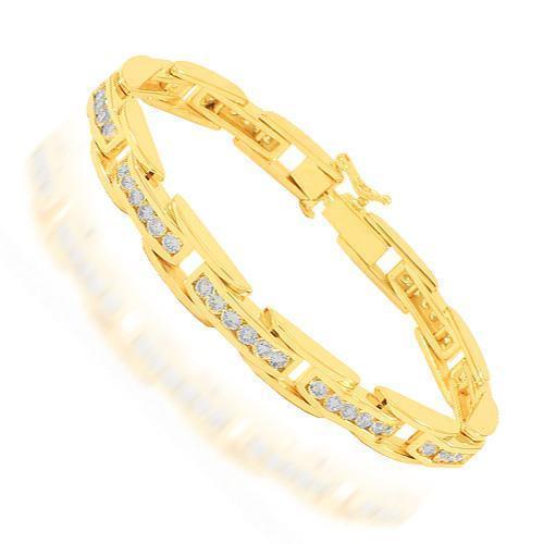 14K Solid Yellow Gold Mens Diamond Bracelet 6.00 Ctw