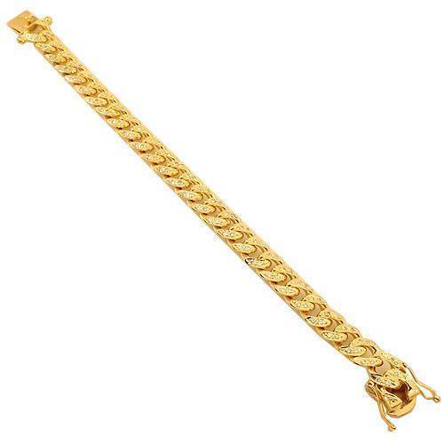 14K Solid Yellow Gold Mens Diamond Cuban Bracelet 5.00 Ctw