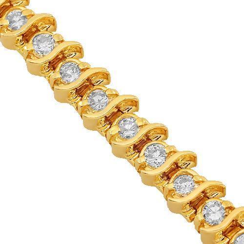 14K Solid Yellow Gold Womens Diamond Tennis Bracelet 4.95 Ctw