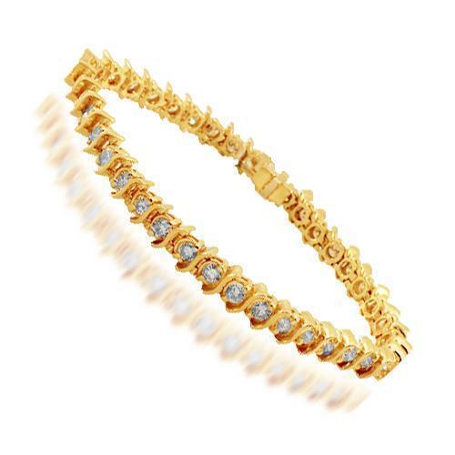 14K Solid Yellow Gold Womens Diamond Tennis Bracelet 4.95 Ctw