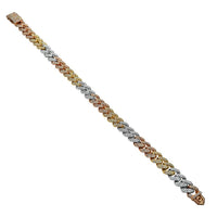 Thumbnail for Pulsera cubana de diamantes de oro tricolor de 14 quilates y 4,5 quilates