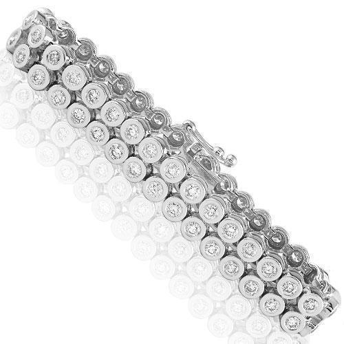 14K White Gold and Bezel Set Diamond Bracelet 8.50 Ctw