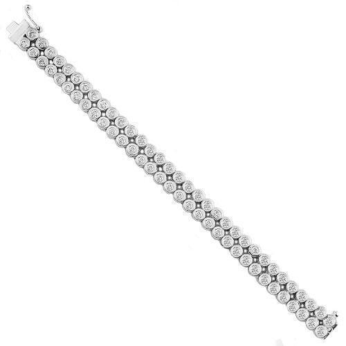 14K White Gold and Bezel Set Diamond Bracelet 8.50 Ctw