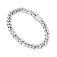 Thumbnail for 14k White Gold Diamond Cuban Link Bracelets 9 mm 5.37 Ctw