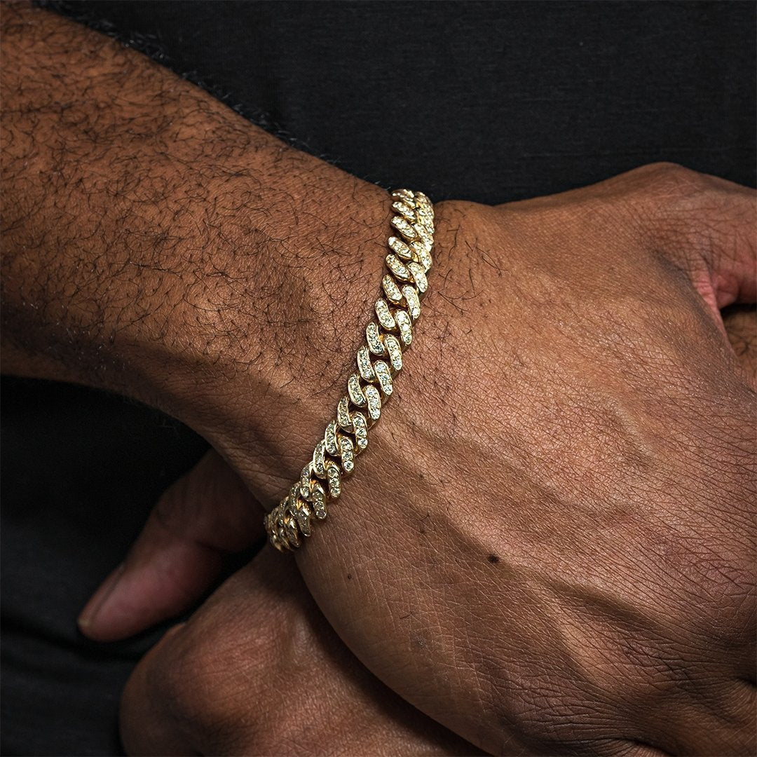 14k White Gold Pave Diamond Jumbo Cuban Link Bracelet