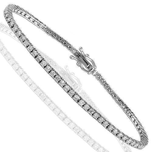 14K White Solid Gold Diamond Tennis Bracelet 2.76 Ctw