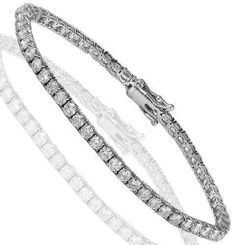 14K White Solid Gold Diamond Tennis Bracelet 5.95 Ctw