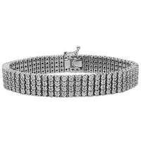 Thumbnail for 14K White Solid Gold Mens Diamond Bracelet 15.50 Ctw