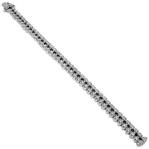 14K White Solid Gold Mens Diamond Bracelet 7.50 Ctw