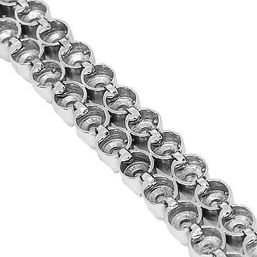 14K White Solid Gold Mens Diamond Bracelet 7.50 Ctw