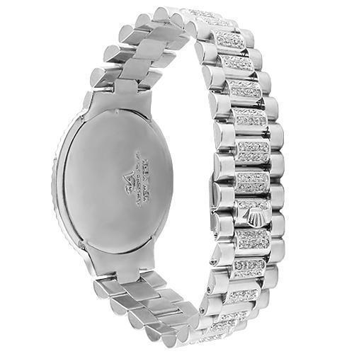 14K White Solid Gold Mens Diamond Bracelet With Crown 5.68 Ctw