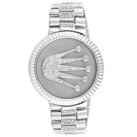 Thumbnail for 14K White Solid Gold Mens Diamond Bracelet With Crown 5.68 Ctw